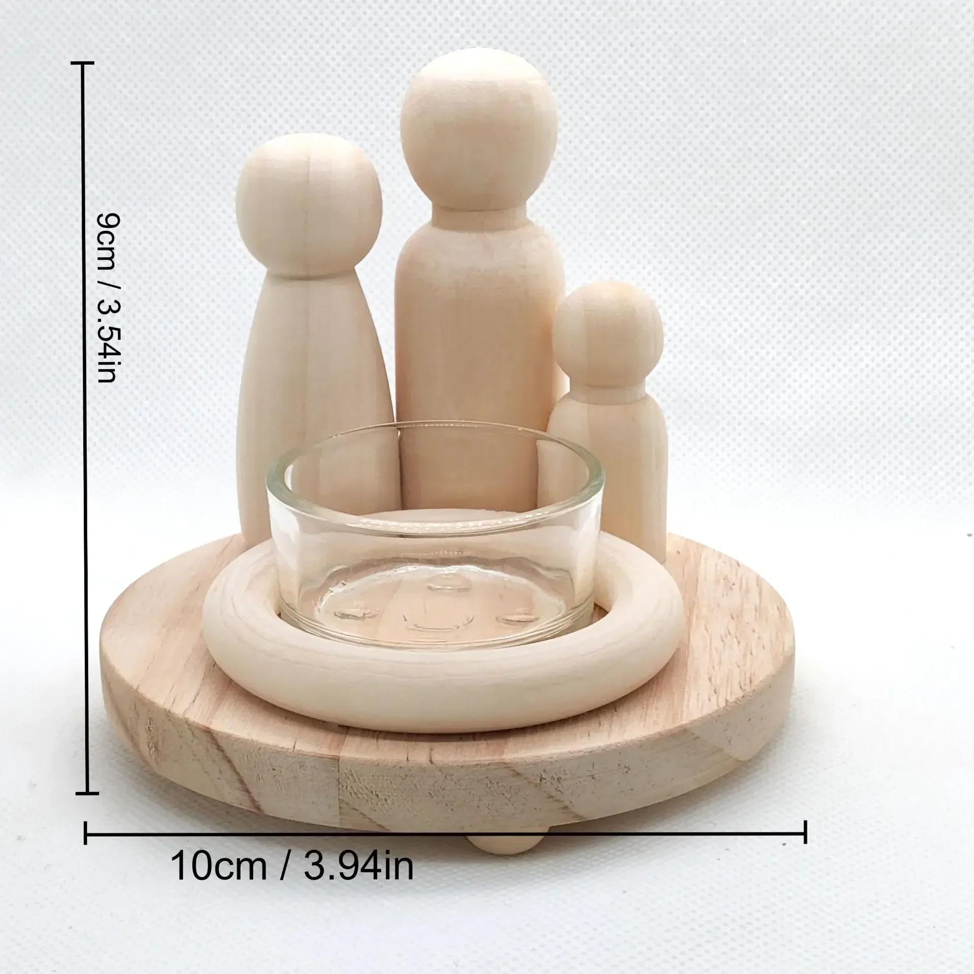Wooden candle holder, family bonfire themed candle holder, creative ornament without candle
