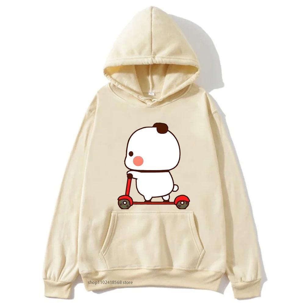 Cute Couple Hoodie Cute Bubu and Dudu Are Playing Scooter Together Sweatshirts Hooded Men's Clothes Women Panda Bear Top