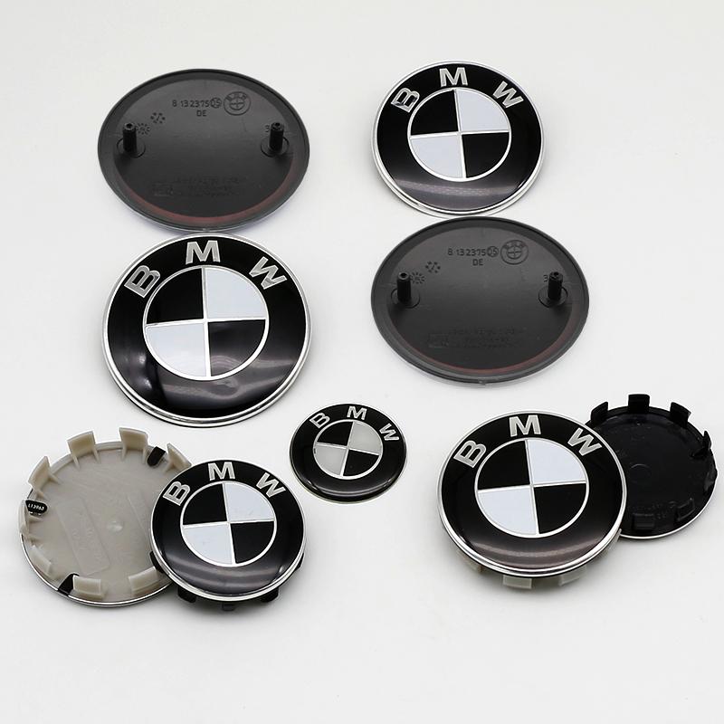 Emblemă Negru Alb Logo BMW Capotă Față 82mm Emblema Spate 74mm Capac Jantă Roată 68mm 56mm Autocolant Volan 45mm Accesorii