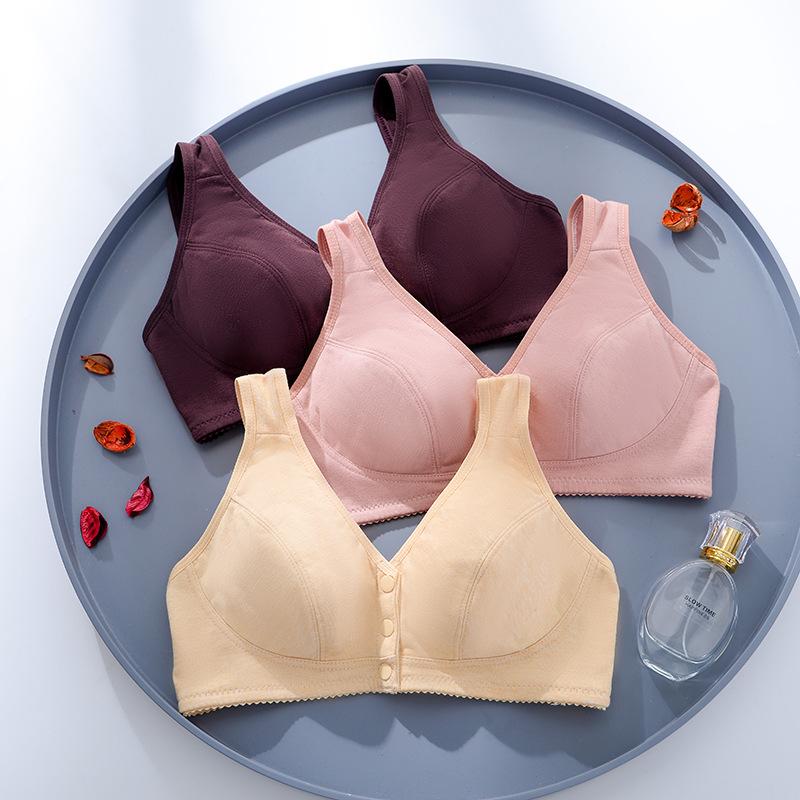 Ultra-thin. CM Smooth Surface Solid Color, No Steel Ring Front Buckle Type Cotton Bra Cover Gathering