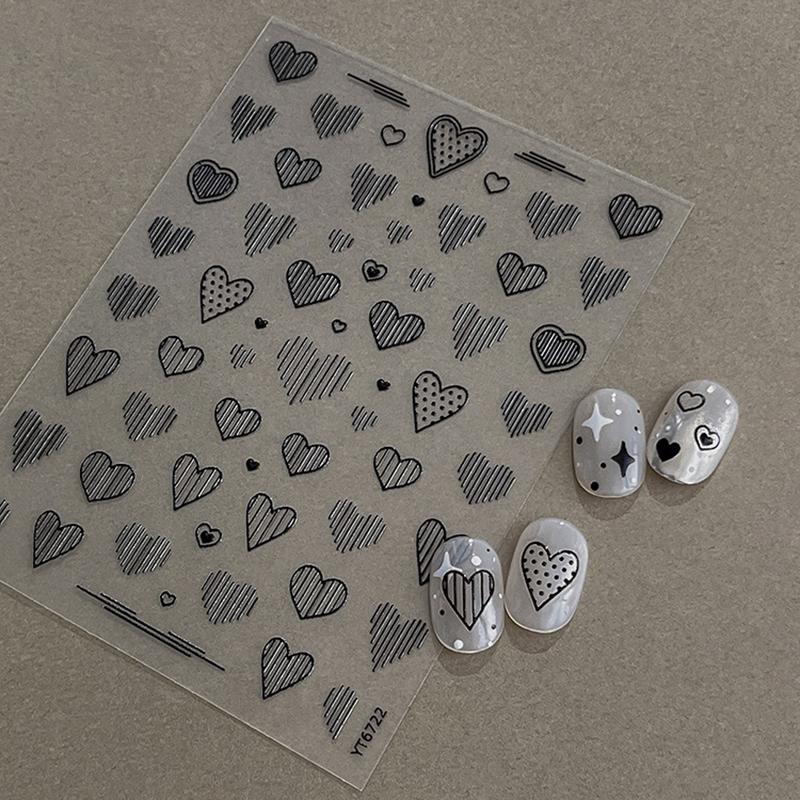 5D Embossed Line Heart Decal Nail Art Stickers Reliefs Self Adhesive Nail Art Manicure Decals For Women Manicure Supplies