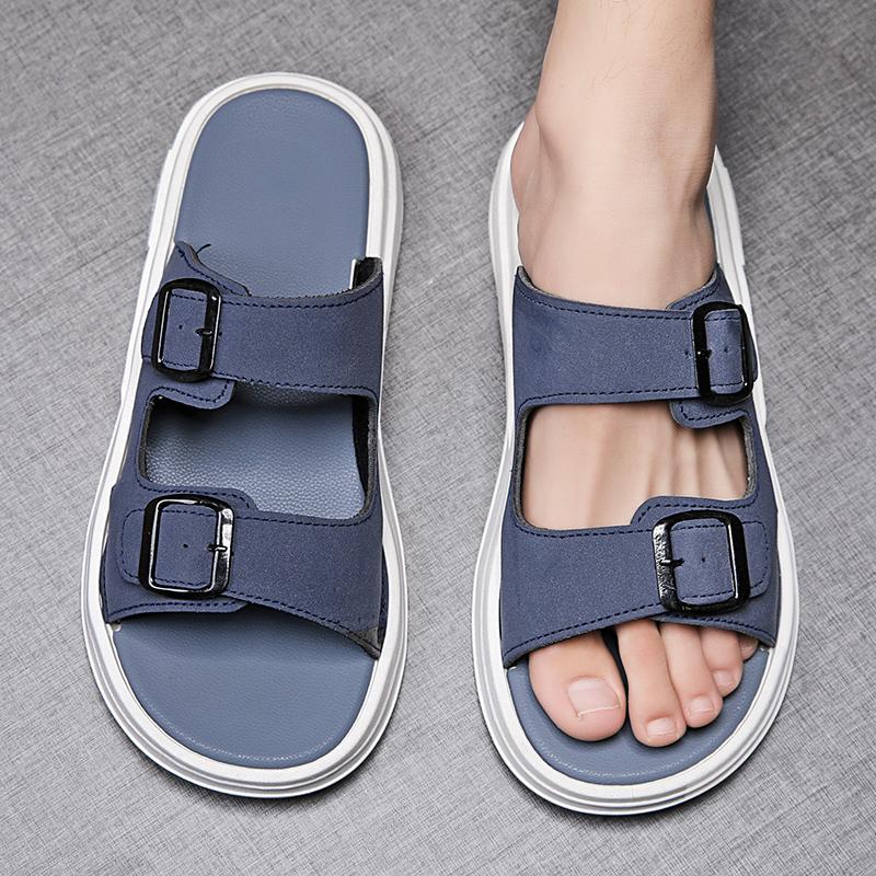 Fashion Slippers  New Summer Genuine Cow Leather Men Shoes Lightweight Soft Beach Sandals Casual Men's Flip Flops