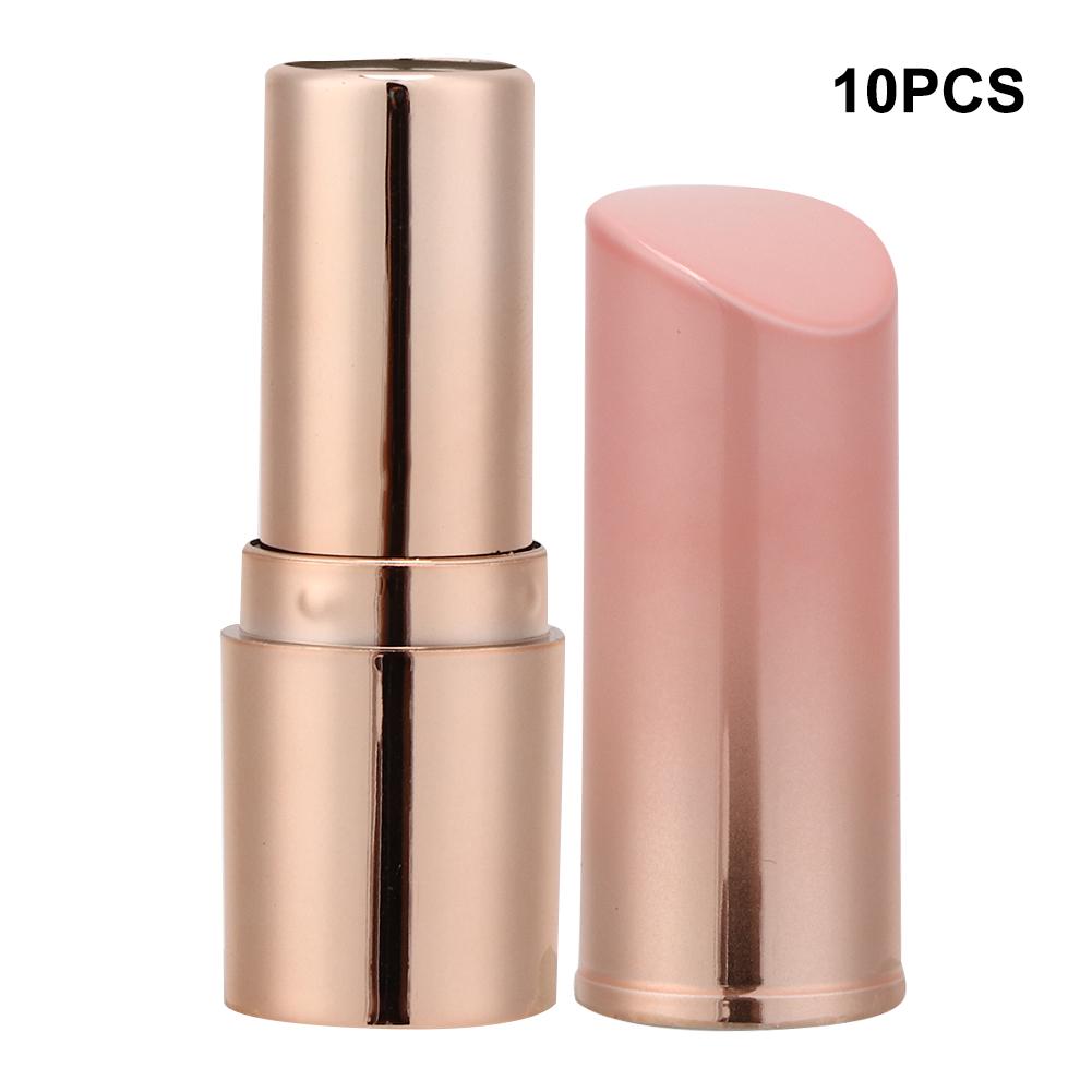 10pcs Round Empty Lipstick Tube Lip Balm Refillable Shell Container DIY Case Pink and Gold Gradient