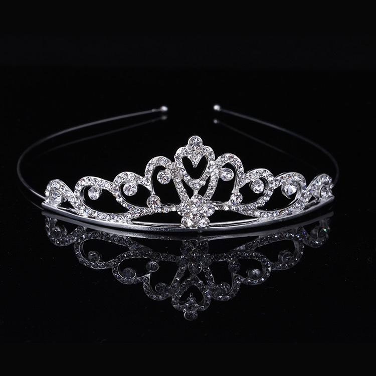 Korean Style Rhinestone Princess Tiara Headband for Children, Student Performance Hair Accessory.