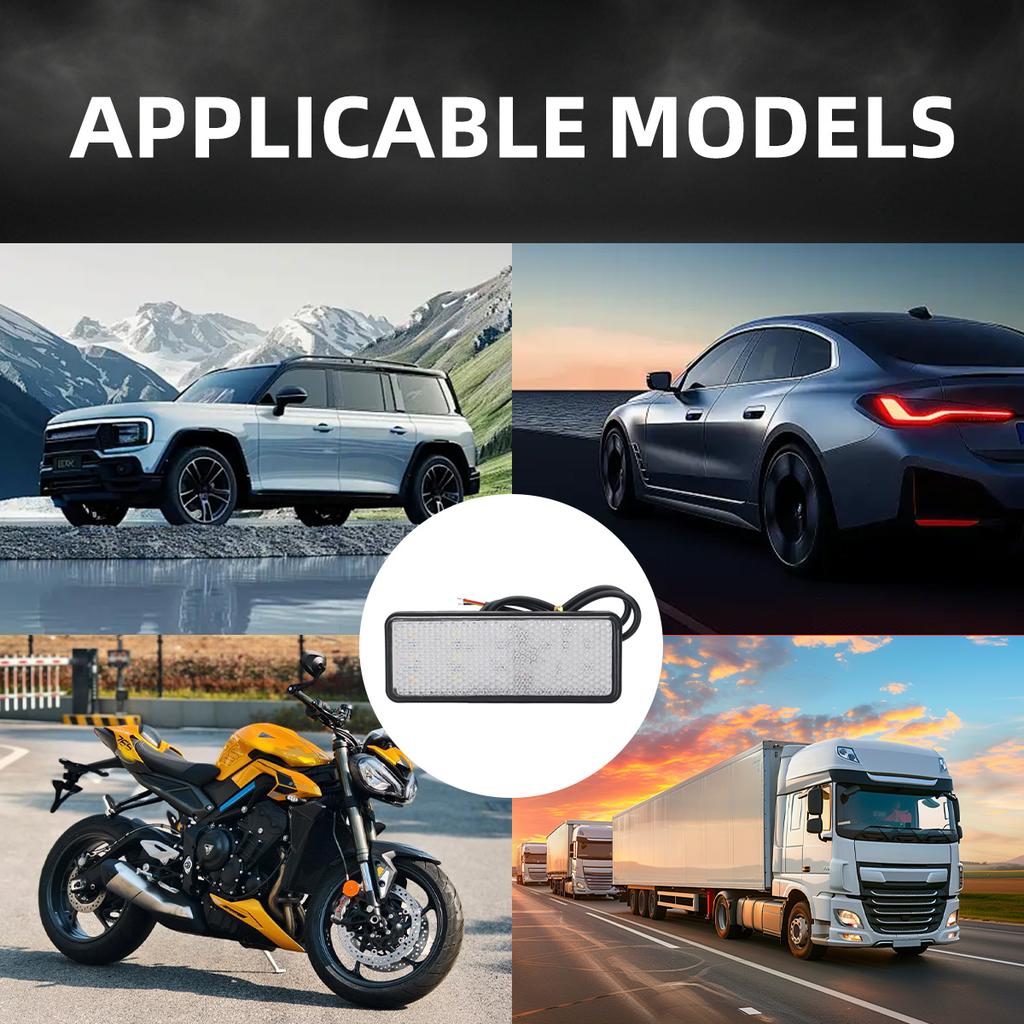 12V Motorcycle Rectangle LED Signal Lights LED Strobe Flashing Light DRL Driving Lamp Motorcycles Tail Brake Light