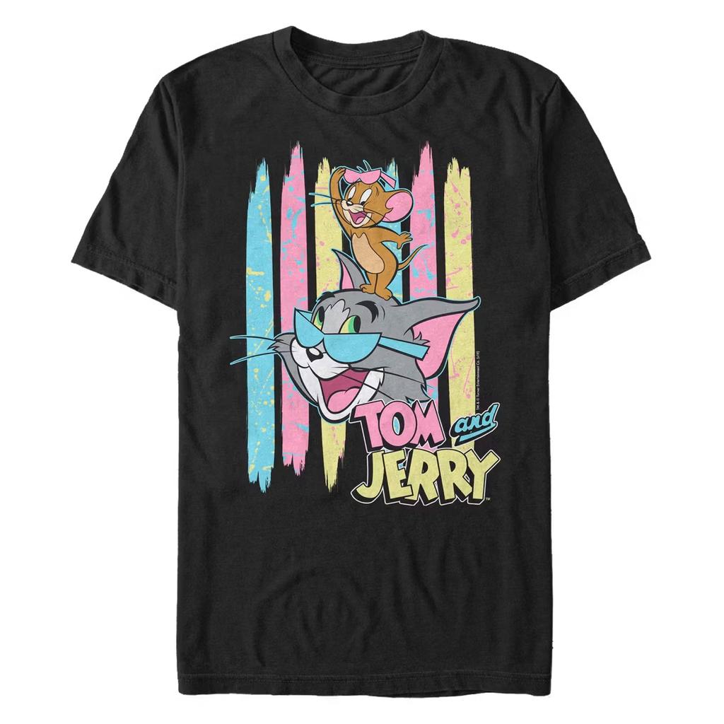2026 Summer Comic Form Tom and Jerry Image 100 Cotton Printed Oversize Casual Tshirt Adult Children Parentchild Top Homewear
