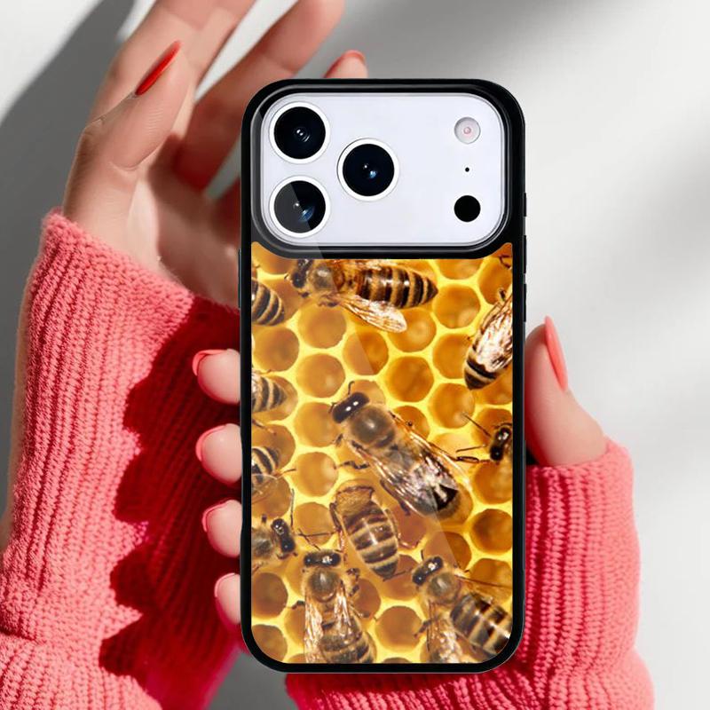 Bumble Bee Honeycomb Honey Phone Case for iPhone 17 16 15 14 13 Pro Max Back Cover for 12 11 Pro Coque