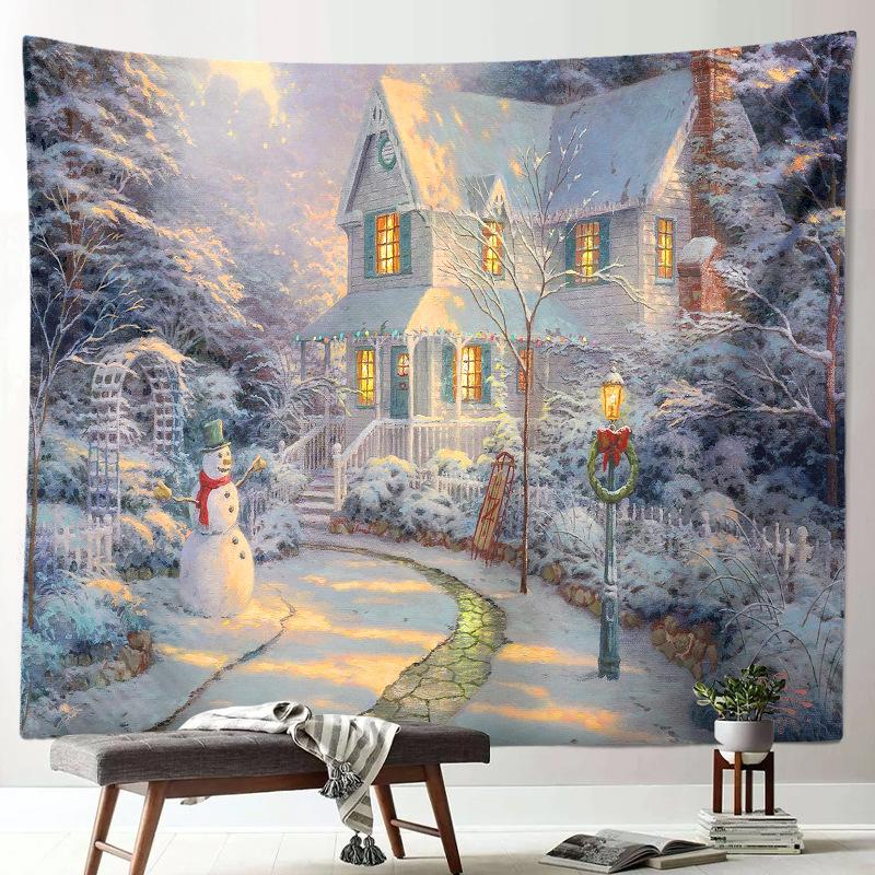 Noel Baba Noel Dekorasyon Baskı Desen Goblen Ev Oturma Odası Yatak Odası Duvar Dekorasyonu Arka Plan Kumaş Goblen