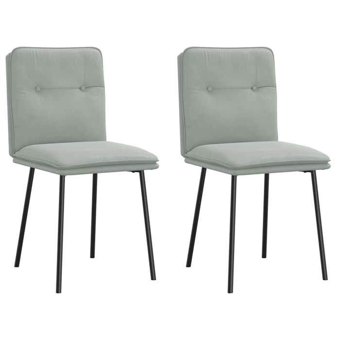 VidaXL Dining Chairs Set of 2 Light Grey Velvet, Chair, Living Room Chair, Accent Chair, Kitchen Chair, Seat of 4101309