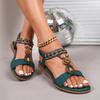 Women'S Sandals With Elastic Ankle Strap Casual Bohemian Beach Shoes Fashion Crystal Floral Casual Trendy Sandal For Womens