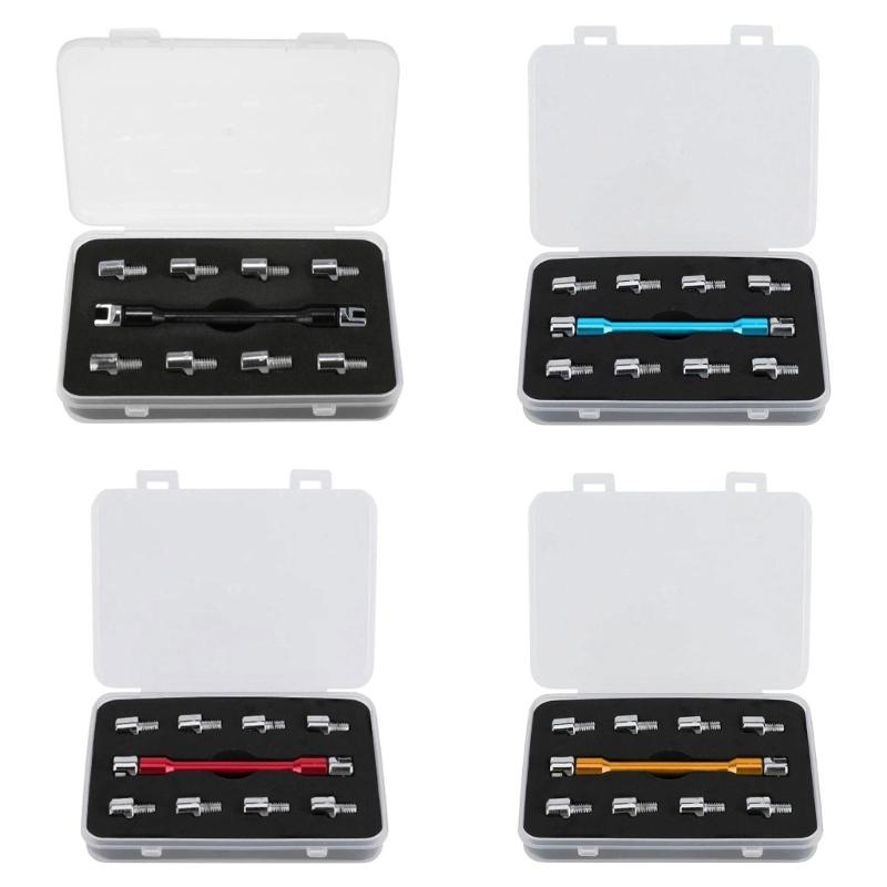 Professional Motorcycle Spoke Wrench Set for Adjusting Spokes from 5.0mm to 6.8mm Metal Construction with Storage Case