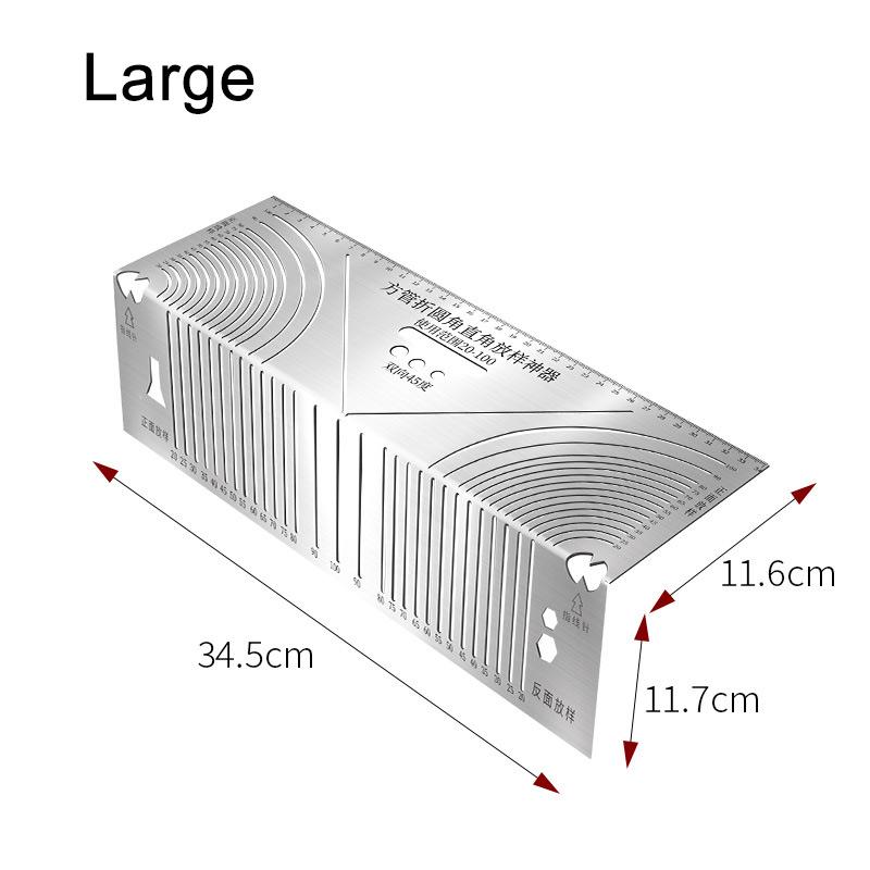 1PCS Arc Angle Marking Ruler Multifunctional Square Tube Rounded Corner Drawing Ruler 90 Degree Folding Ruler Line Drawing Tool