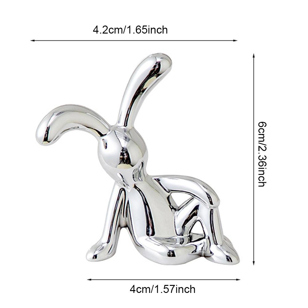 Rabbit Animal Decor Modern Style Bunny Art Crafts Silver Living Room Decoration