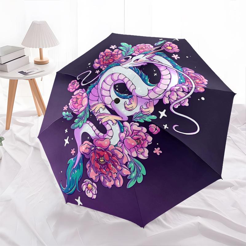 

1pc Auto-Folding Cartoon Practical Umbrella with Convenient Three-Fold Design, 8-Bone Iron Frame - Outdoor, for Festivals, Travelers, Daily Use, and G