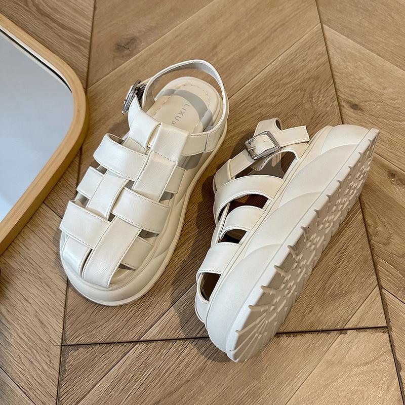 2025 Gladiator Καλοκαιρινά Χοντρά Γυναικεία Σανδάλια Μόδα Κλειστή Μύτη Πλατφόρμα Φλατ Σαγιονάρες Γυναικεία Υπαίθρια Casual Παπούτσια Παραλία Σανδάλια