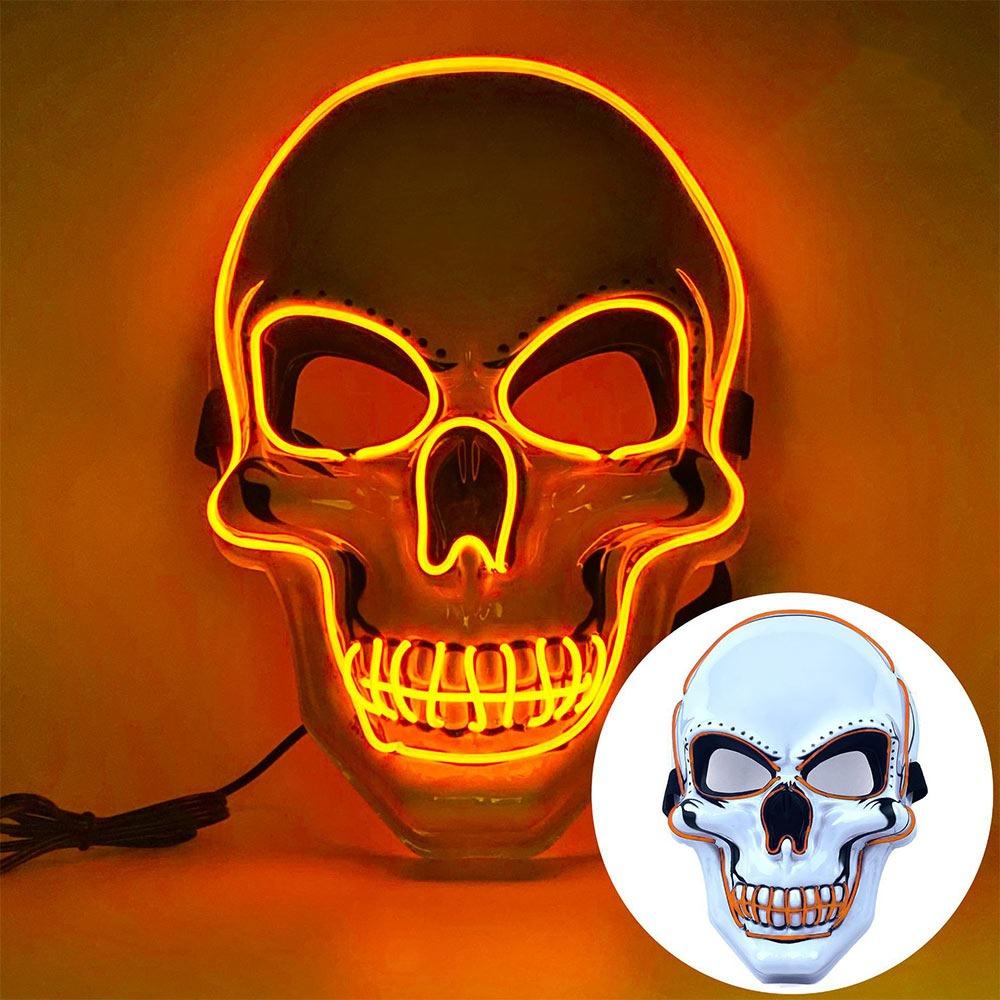 Horror Halloween Skull Mask Halloween LED Light LED Cold Light Mask Cosplay Costume Luminous Skull Mask Party Makeup Ball