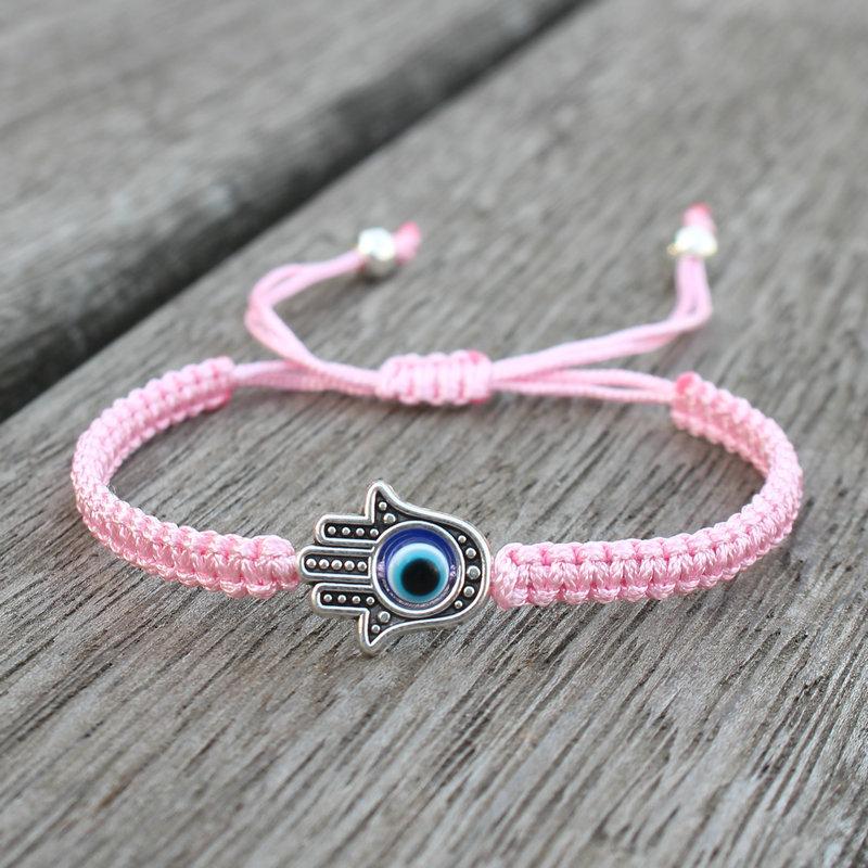 

Turkish Evil Eye Bracelet Unisex Handwoven String Adjustable Braclet Classic Fatima Hand Braslet Valentines Day Gift Red Pulsera розовый