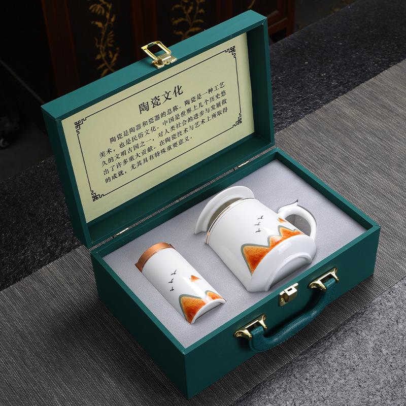 

Саловый нефрит чернильная чайная чашка для чая с разделением чая, керамическая чашка большой вместимости, офисная кружка с крышкой и фильтром