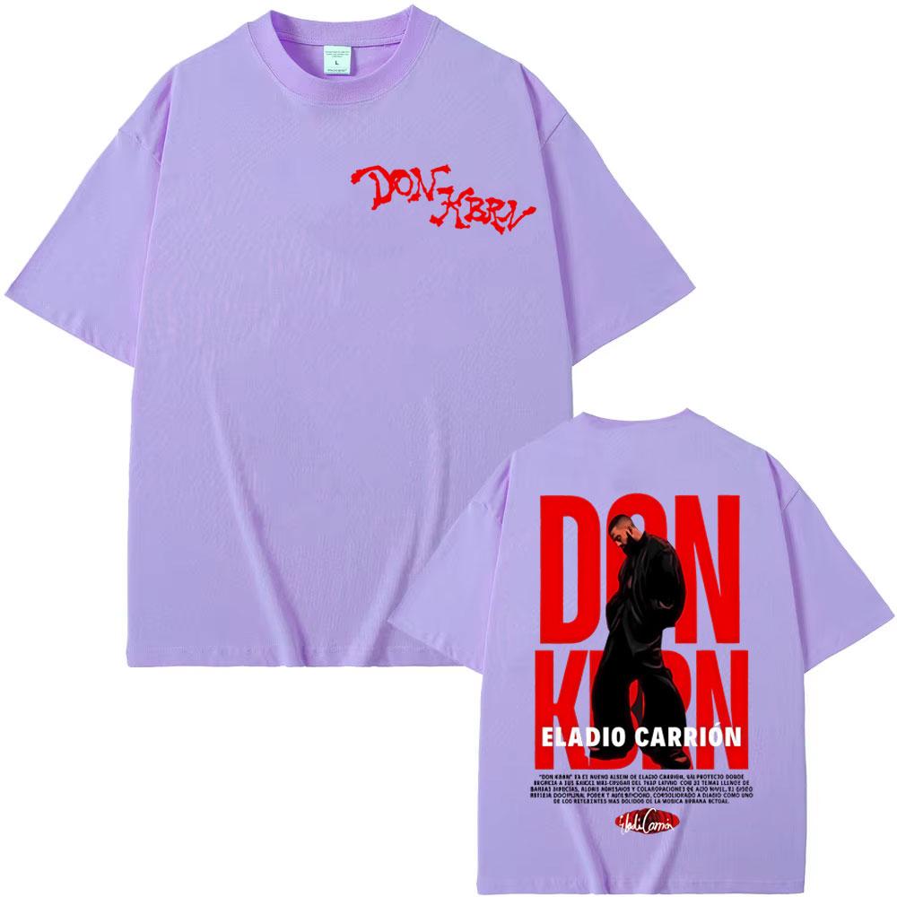 Rapper Eladio Carrion Don Kbrn Album 2025 Tour Print T Shirts Men's Clothing Hip Hop Oversized T-shirt High Quality Cozy T Shirt