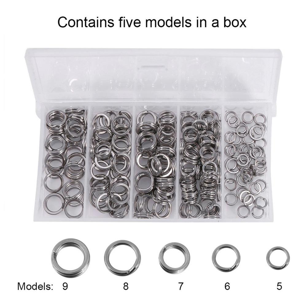 Durable Stainless Steel Fishing Split Rings Double Flat Wire Heavy Duty Fishing Tackle Ring 5 Size Split Rings Jigging Trolling