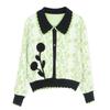 Women's French-Style Embroidered Floral Knit Cardigan: Long-Sleeve, Single-Breasted, Lapel, 2024 Autumn/Winter Fashion.