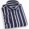 Men‘s Stylish Stretchy Striped Button-Down Shirt - Comfortable Long Sleeve Business & Casual Top - Color Block Design, Spring Summer