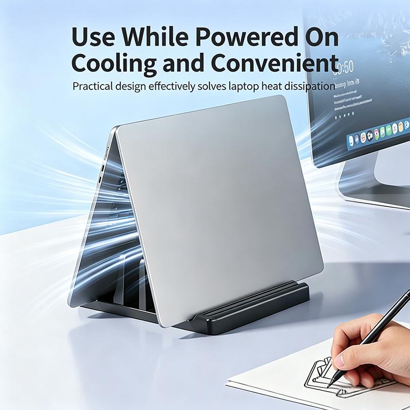 Vertical Adjustable Laptop Stand Desktop Holder Non-Slip Stable for Tablet Phone 10-17 Inch Laptops Home Office