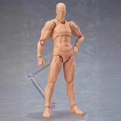 Figma 2.0 15th Anniversary Articulated Action Figures: Male and Female, Youth Version, Gray and Orange.