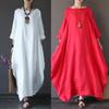 Chic Women Boho Cotton Linen Loose Long Sleeve Maxi Beach Blouse Casual Dress With Timeless Design