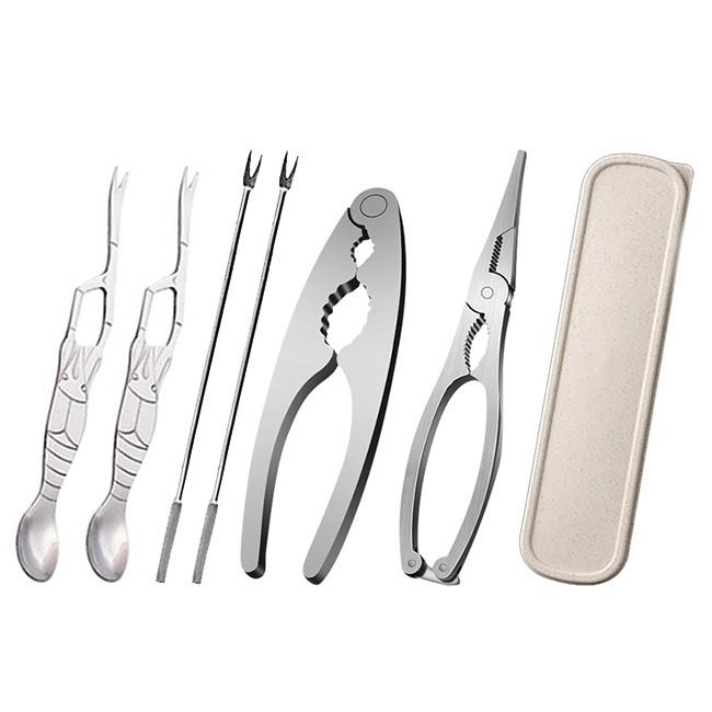 Super Quality 1-7Pcs Seafood Tool Sets, 304 Stainless Steel Lobster Crab Crackers Picks Spoons Set, Nut Crackers