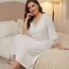 YYFS Women's Fashion Summer Spring Solid Color Print 1/2 Sleeves V‑Neck Loose Casual Nightgown