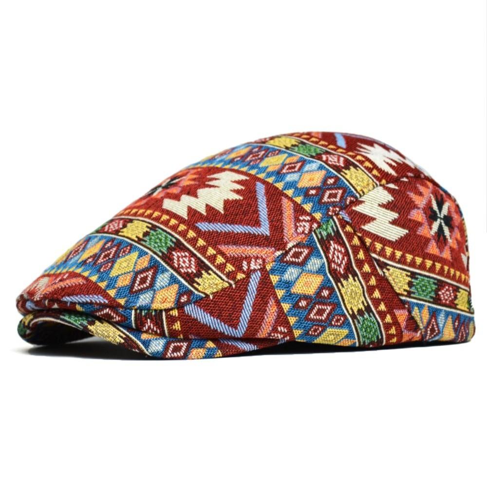 Fashion Headwear Jacquard Retro Beret Adjustable Lightweight Beret Hat Ethnic Embroidery Newsboy Caps Artist Painter красный