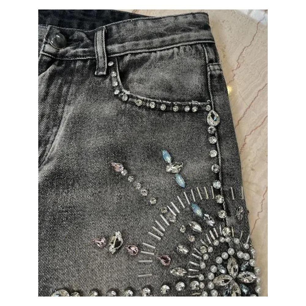 ZYLLO Y2K Streetwear Shorts Jeans Männer Frauen Harajuku Hip Hop Gothic Mauerwerk Retro Locker Denim Fitnessshorts Lässige Basketballshorts