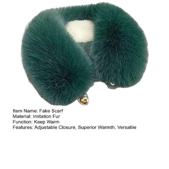 Fake Scarf Puffy Collar Trim Fur Neck Scarf Adjustable Button Fastening Faux Removable Plush Winter Warmer