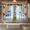 Christmas Decorative Printed Curtains Decor Design Polyester Suitable Small Windows Kitchen Bedroom Dining Room Easy Install Decoration Holiday Themed