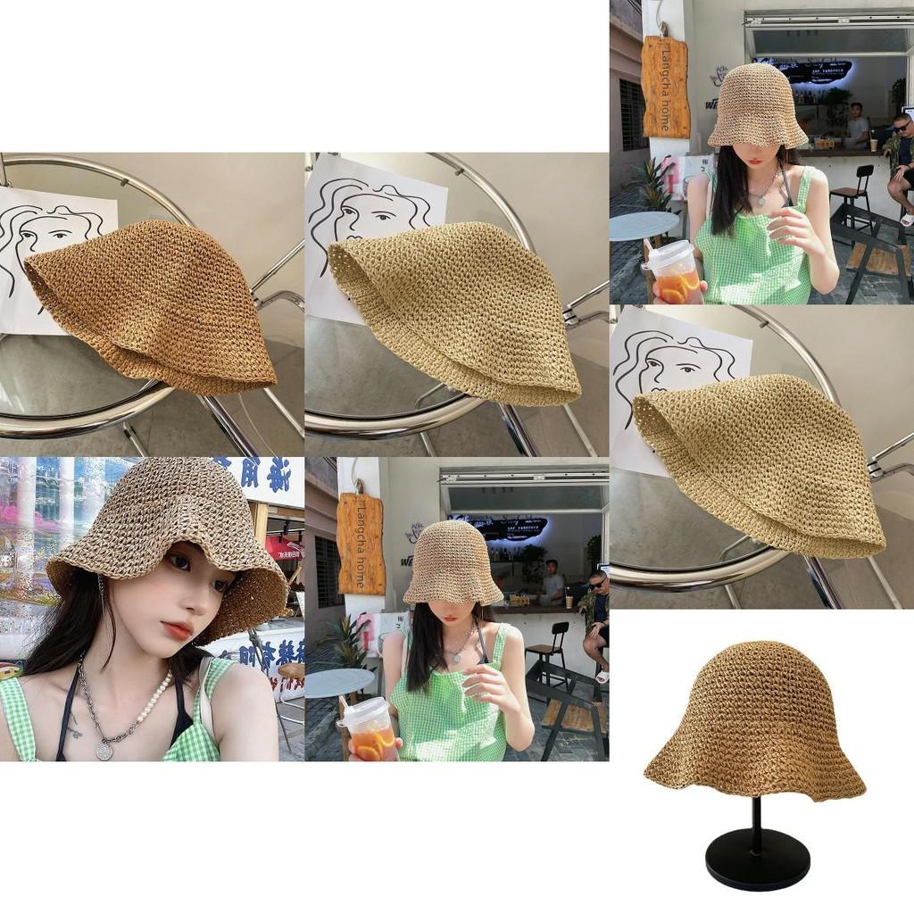 Chic Women's Foldable Straw Hat Breathable Beach Sun Hat For Summer Spring