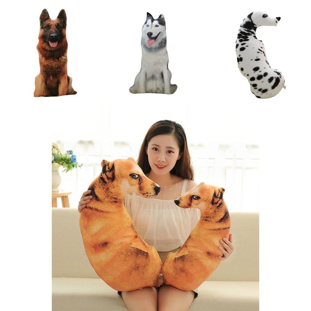 Lifelike 3d Simulation Dog Plush Pillow, Soft And Huggable Stuffed Animal, Short Fur And Pp Cotton Filling, Available In Different Sizes And Colors
