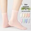 Women's Seamless Mid-Calf Maternity Socks: Spring-Summer Thin Pure Cotton, Odor-Absorbing & Sweat-Wicking