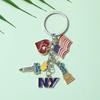 Fashion National Flag Keychain Cartoon New York Statue of Liberty Metal Pendant Key Chain Accessories for Gifts