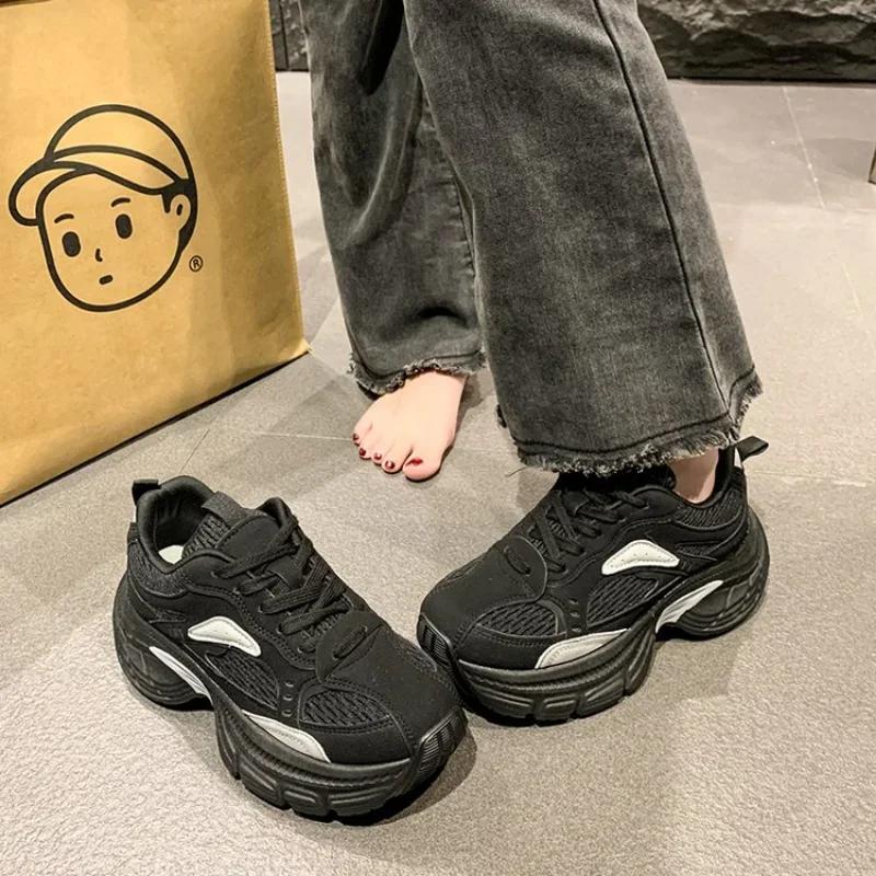 Women Vulcanized Shoes  Spring New Fashion Thick Soled Breathable 2024 Versatile Comfortable Non Slip Casual Sports Shoes  35-40
