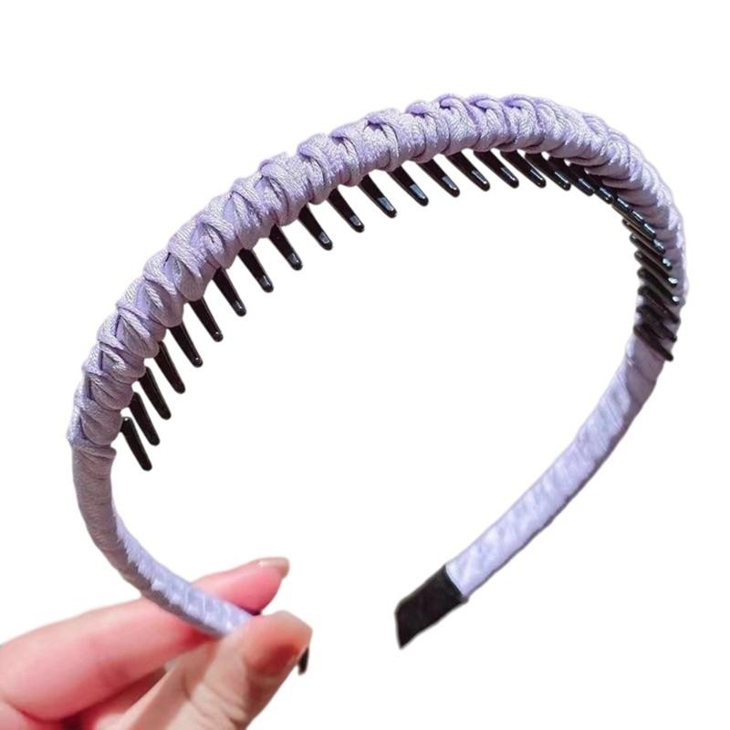 NonSlip Resin Cotton Hair Band For Women Workouts Spa Face Washing Secure Grip With Teeth Elastic Thin Headbands Multiple Color