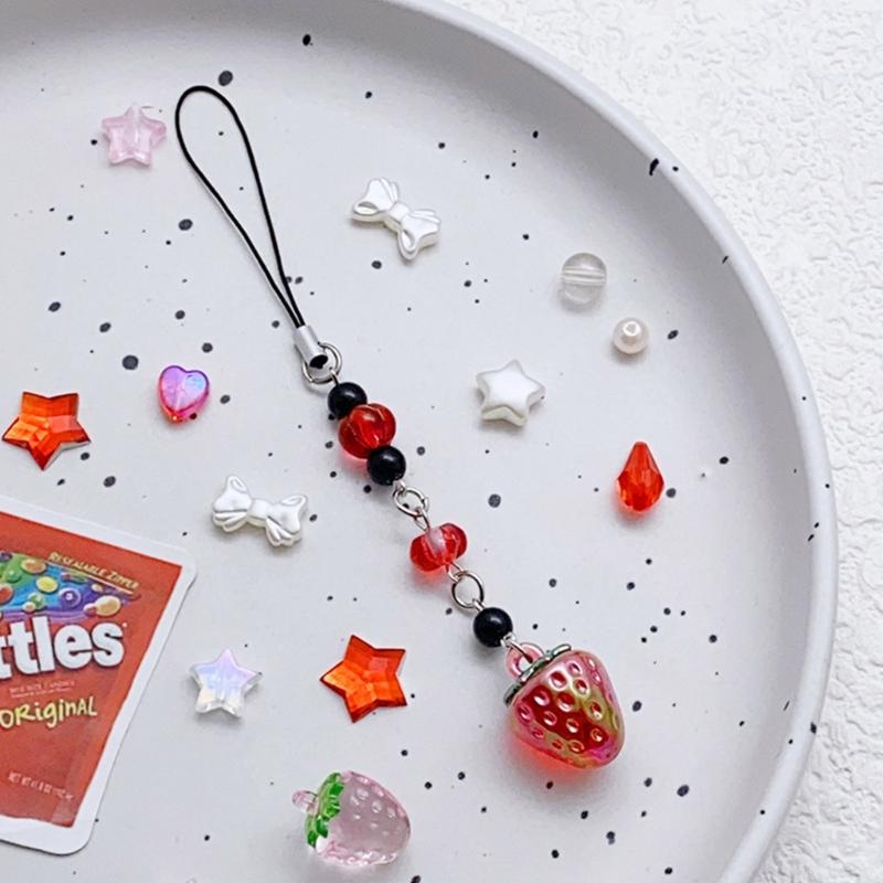 Lovely Beaded Bowknot Phone Strap Charm Pendant with Star Accents Sturdy Handbag Adornment Craft Supplies for Girls