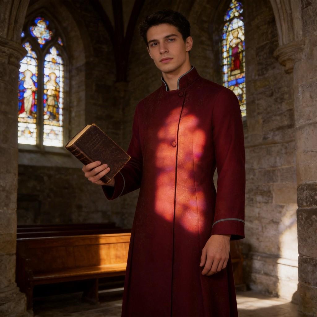 Medieval Priest Cosplay Costume For Men With Fourcolor Design For Halloween Party