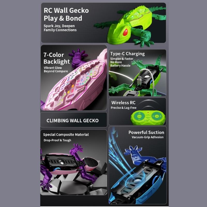 LED Wall Climbing Crawler Toy with Handheld Controller, Rechargeable Novelty Toy with Charging Cable for Indoor Play