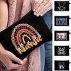 Retro Leopard Rainbow Mama Zipper Pouch Vintage Heart Floral Mom Life Makeup Bag Women Fashion Mother's Day Gift for Mom
