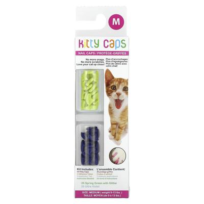 Nail Cap Kit, Medium, Spring Green, with Glitter, Ultra Violet, 44-piece Kit