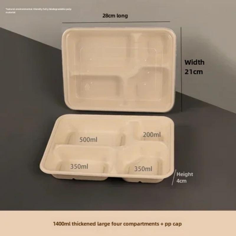 Caja de embalaje desechable para entrega dividida, 10 unidades, gran capacidad, papel de cuadrícula múltiple, cajas para el almuerzo, respetuosas con el medio ambiente, para microondas