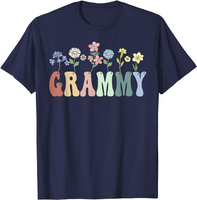 Grammy Gifts Women Wildflower Floral Design Grammy T-Shirt Women's Fashion Nana Gigi Grandma Tees Yaya Mimi Mother's Day Clothes