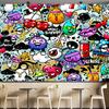 3d Graffiti Wall Mural Large Cartoon 3d Graffiti Wallpaper Suitable For Bedroom Living Room Cafe Bar Wall Mural