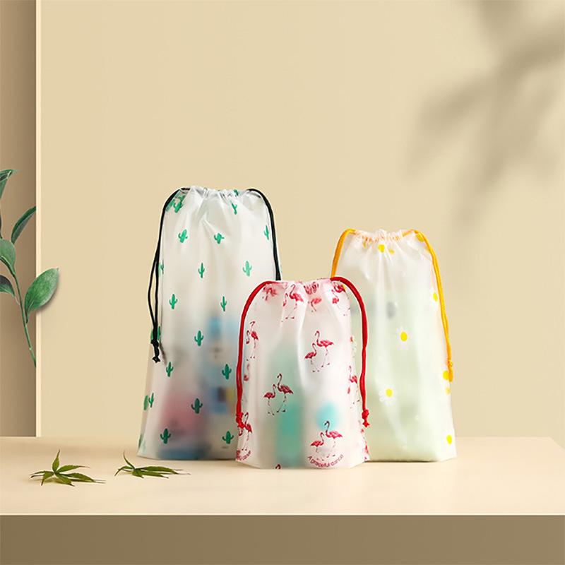 3 Stück/Los Tragbarer Aufbewahrungsorganizer Reisetasche Wasserdichte Transparente Plastik-Aufbewahrungstasche Kordelzug Öko-Taschen Kosmetiktaschen